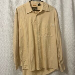Timberland Men Large Yellow Collared Button Long Sleeve Outdoor 100% Cotton